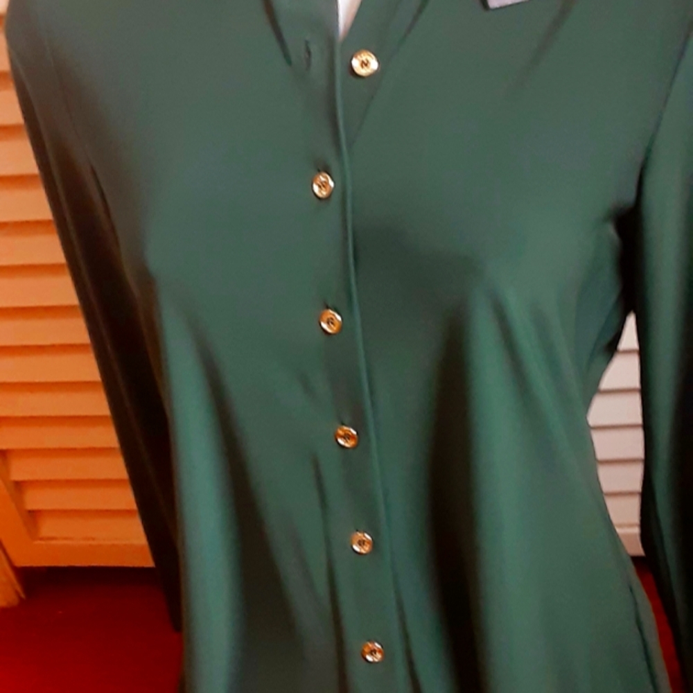 NWT TOMMY HILFIGER XS Pine Dk Green Shirt Top Button-Up Blouse $49
